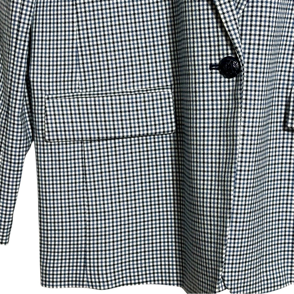 Ann Taylor Loft NWT Relaxed Modern Houndstooth Blazer in Blue & Black Plaid 10 - Picture 11 of 15